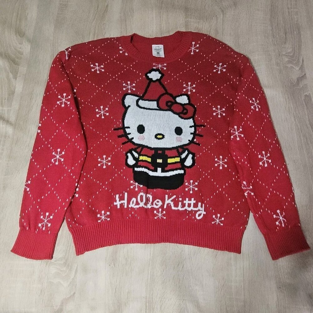 Sanrio Hello Kitty Sweater Womens XXL 20 Red Christmas Snowflakes Holiday